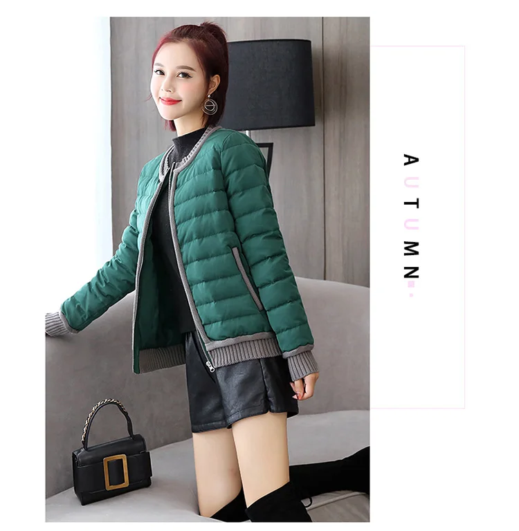 Versitile Fashion Loose Comfortable Elastic Band Hem Winter Long Sleeve Short down Jacket Zipper