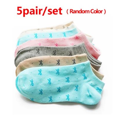 Style 2 5 пар, короткие носки, Осень-зима, модные женские короткие носки, в полоску, в горошек, забавные, повседневные, теплые, короткие, хлопковые носки для женщин и мужчин - Цвет: Style 2