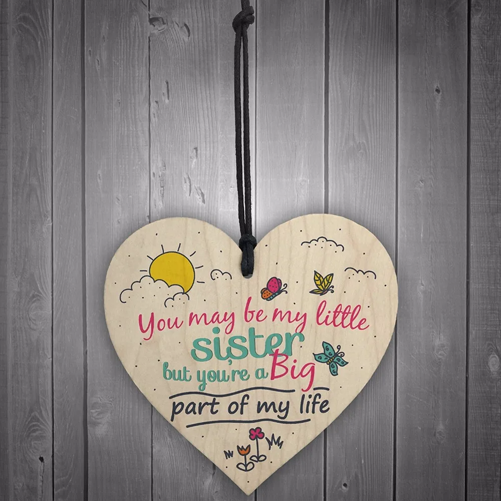 3-Meijiafei-Little-Sister-Big-Part-Of-My-Life-Wooden-Hanging-Heart-Plaque-Sister-Love-Best-Friend