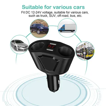

DC 12V Car LCD Cigarette Lighter Socket Splitter Dual USB Charger Power Adapter
