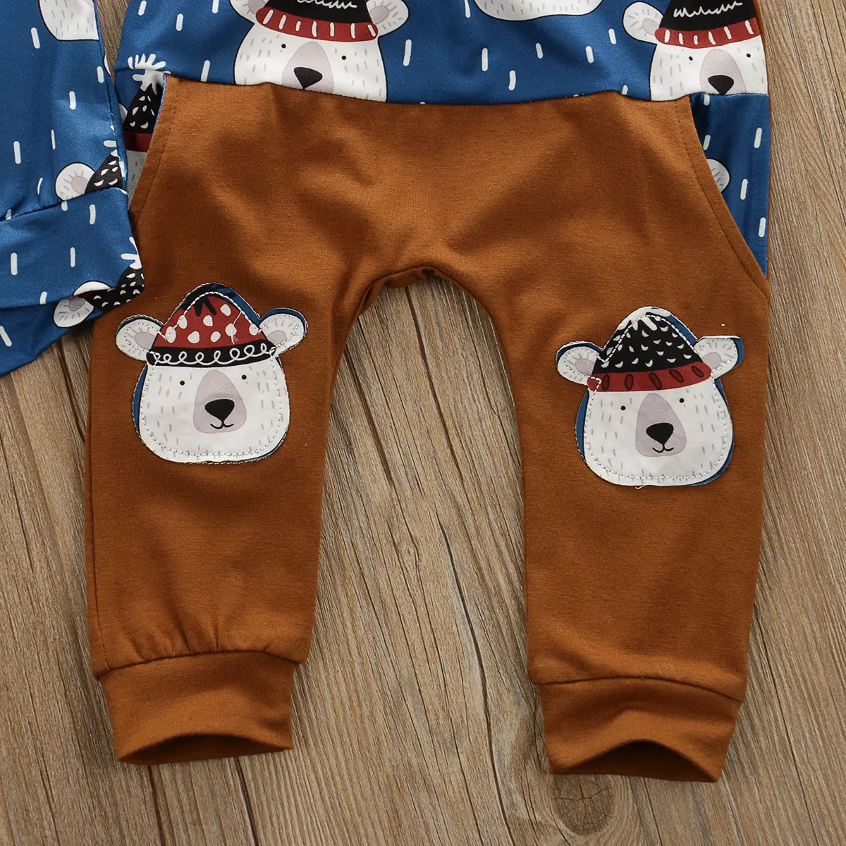 2Pcs Cute Cotton Newborn Kids Sets For Infant Baby Boy Girl Bear Print Long Sleeve T-Shirt Tops Long Pants Outfits Clothes