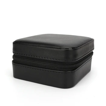 

New Square Simple PU Leather Zipper Small Bag Jewelry Ring Necklace Storage Box Five Colors Optional Multifunctional Portable