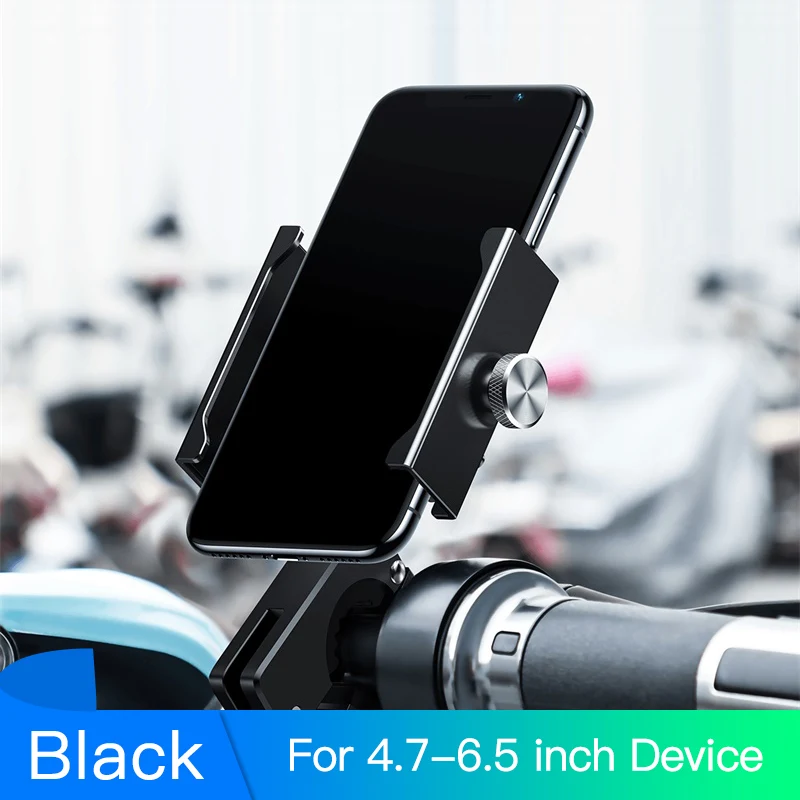 BLACK Держатель для телефона Baseus для мотоцикла Xiaomi huawei Moto, держатель для Руля Мотоцикла, кронштейн для крепления gps, подставка для телефона для велосипеда - Цвет: BLACK