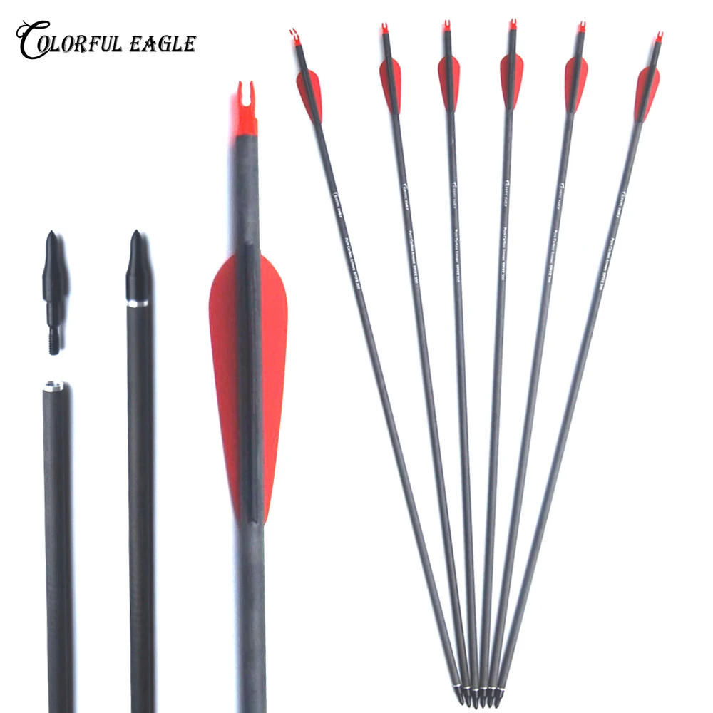 28"30"31" Pure Carbon Arrows Spine 300 400 Archery Replaceable