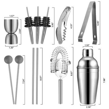 

12 Pcs Bartender Kit Cocktail Shaker Set Bar Tools with Stylish Bamboo Stand Bartending Mixing J99Store