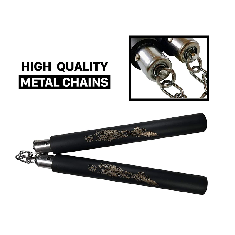 Martial Arts Nunchaku Karate Training Stick Foam Padded Dragon Pattern 3Color