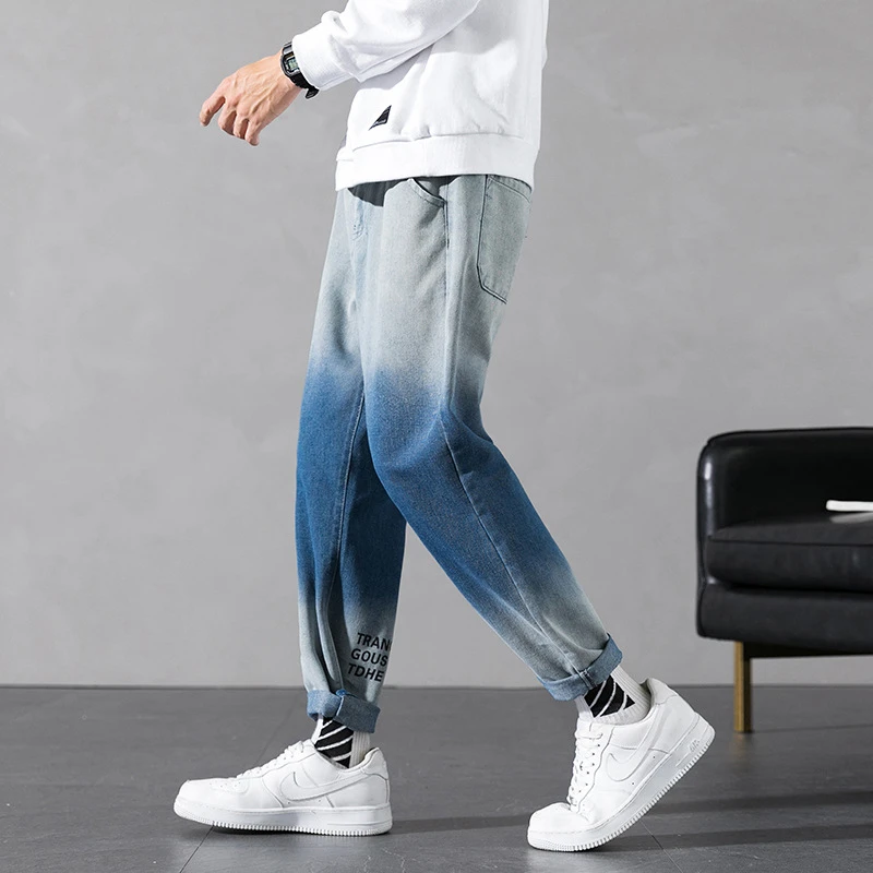 Black Indigo Loose Hip Hop Baggy Jeans Men 90s Skater High Street Gradient Color Pants Straight Leg Jeans For Man M 3xl Jeans Aliexpress