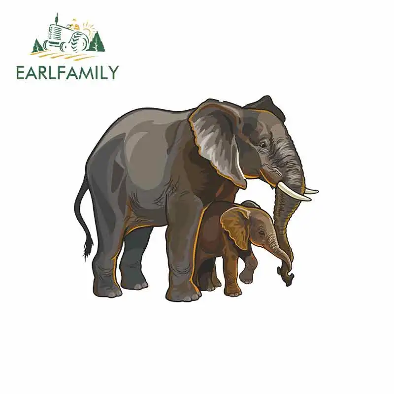 EARLFAMILY 13 см x 10 8 для слона мамы и ребенка забавные виниловые наклейки на машину