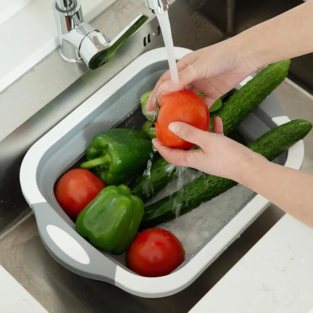 

1 Pcs Multi-functional Foldable Mold-proof Gray Plastic Large Thick Vegetables Cutting Board Chopping Board Kitchen Tools