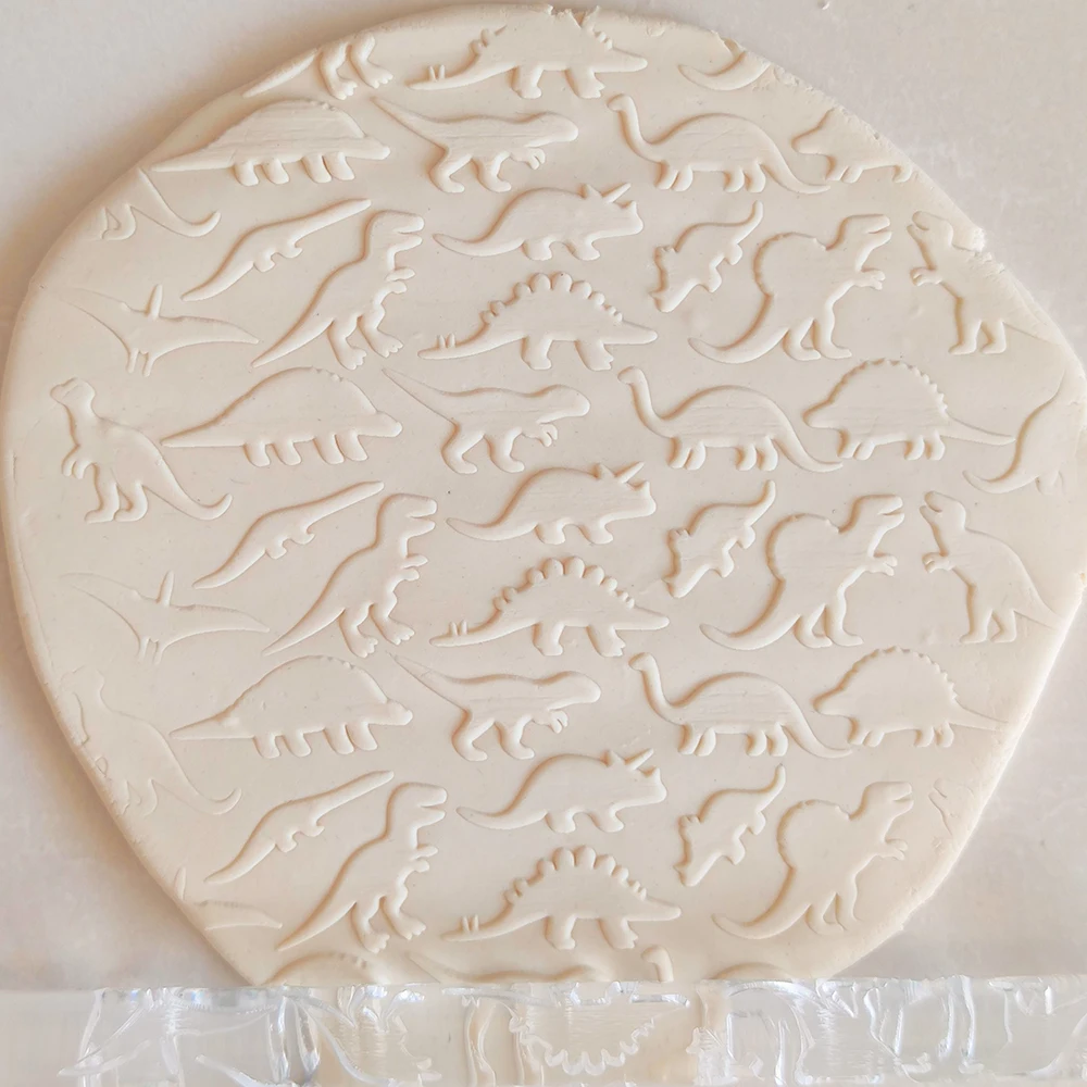 Sugarcraft Tools Pie Crusts Pastry Dough Gum-Paste Sugar Cookies 3D Mini Embossed Rolling Pins With Dinosaur Pattern