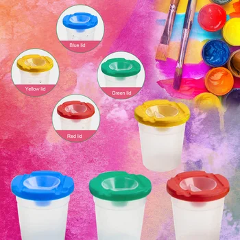 

34pcs Lids Brushes Palettes Leakage Proof DIY With Cups Drawing Party Nylon For Kids Art Craft Gift Painting Tool Kit School