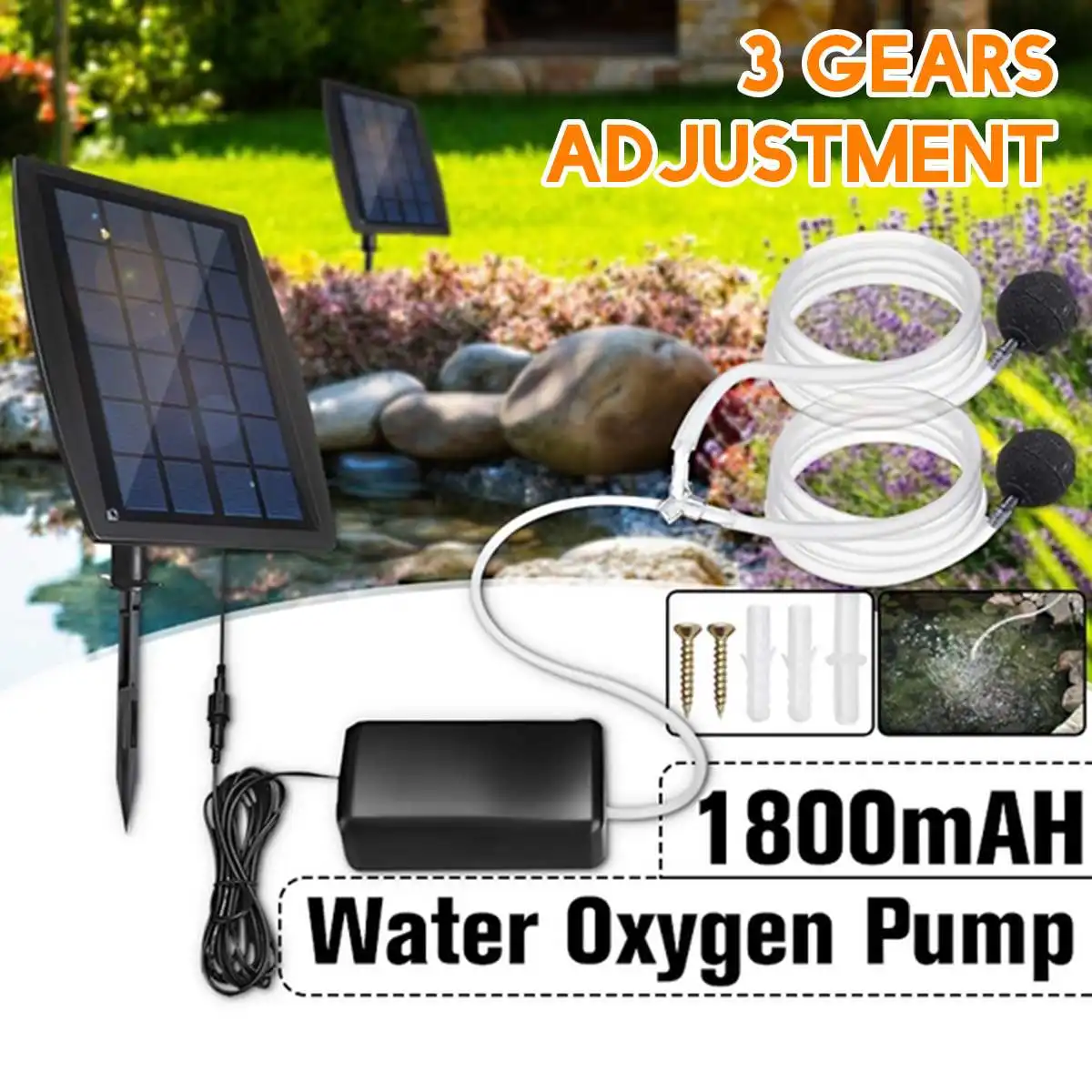 Solar Powered Oxygenator Oxygen Aerator Fish Tank Pond Pool Aquarium Air Pump Garden Fountain Water Pump New