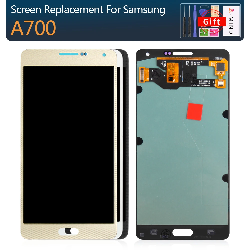 

For Samsung Galaxy A7 2015 A700 A7000 A700H A700F A700FD LCD Display Touch Screen Digitizer Assembly Sticker Super AMOLED LCDs