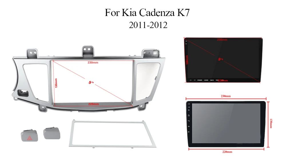 

9" Car radio Fascia Frame Facials Install Panel Dashboard Trim Kit for Kia Cadenza K7 2014-2019
