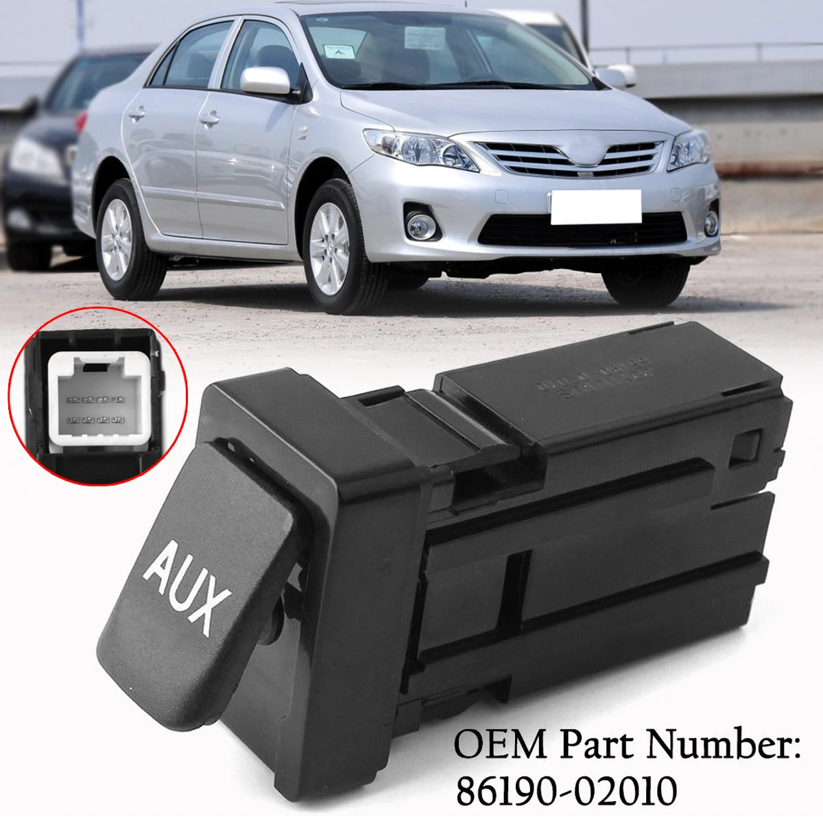 

1pcs Black Plastic Auxiliary Jack for Toyota 2007-2011 Corolla 2009-2013 Tacoma 2010-2011 Tundra RAV4