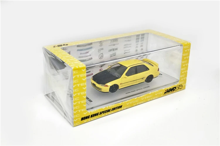 INNO64 1: 64 HONDA CIVIC Ferio SiR EG9 желто-черный Гонконг специальное издание литья под давлением модель автомобиля