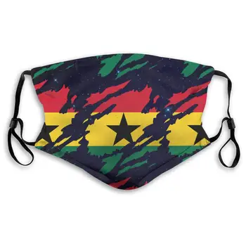 

Ghana Flag Mouth Cover Mask with PM2.5 Filters 5 Layers of Protection for Men Women Black