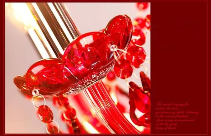 Red crystal glass chandelier candle light wedding wedding room KTV showroom living room dining room lamp free shipping