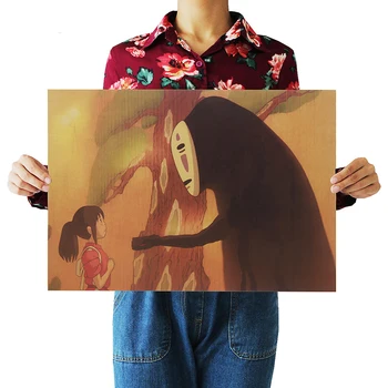 

Anime Movie Spirited Away Famous Hayao Miyazaki Kraft Paper Cafe Bar Retro Poster Decorative Painting Art Wall Stickers