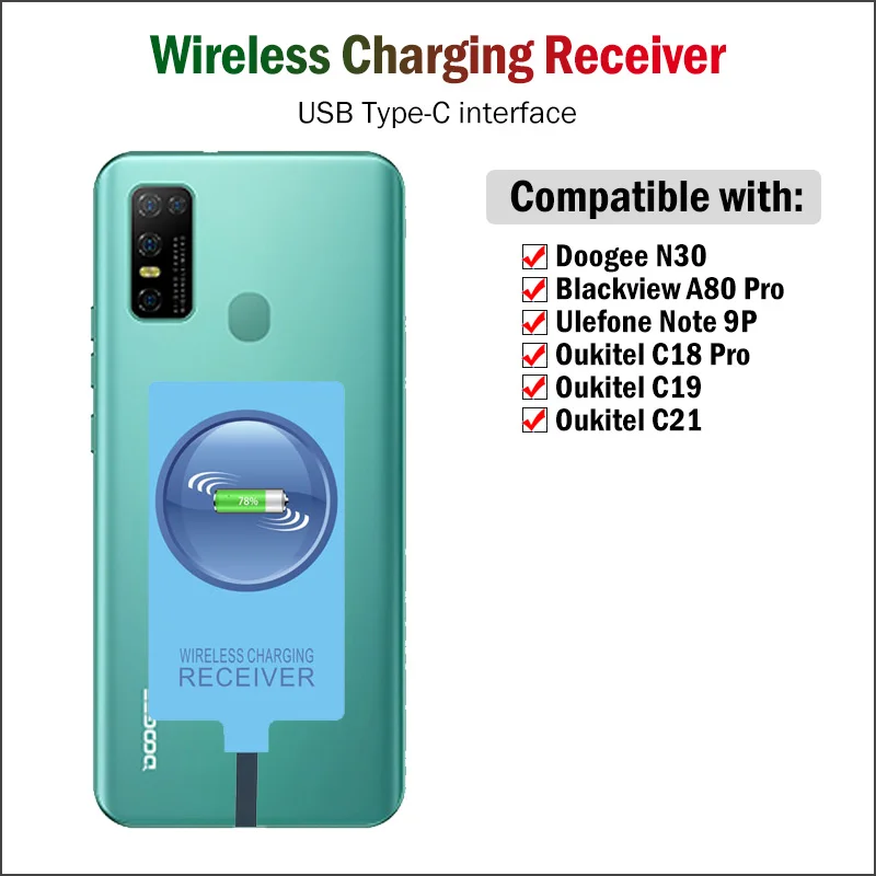Беспроводной зарядный приемник Qi для Blackview A80 Pro Doogee N30 Ulefone Note 9P Oukitel C21 C19 адаптер USB