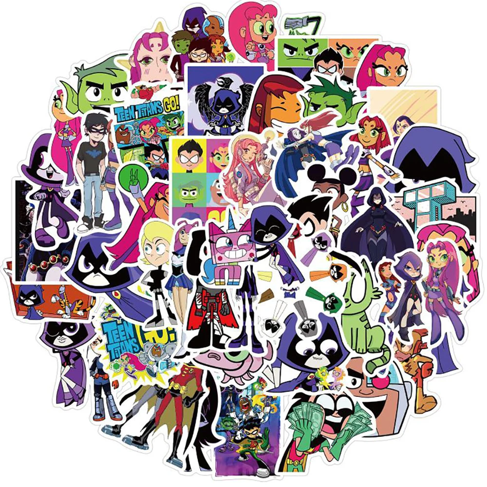 

50PCS Anime Teen Titans Go Stickers Skateboard Fridge Guitar Laptop Travel Luggage DIY Cartoon Sticker Decals for Kid Toys Gift