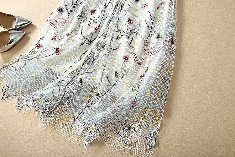 Длинное платье, дизайнерское, высокое качество, новая женская мода, рабочие, вечерние, повседневные, сексуальные, винтажные, шикарные, сетчатые, с вышивкой, жилет, платья