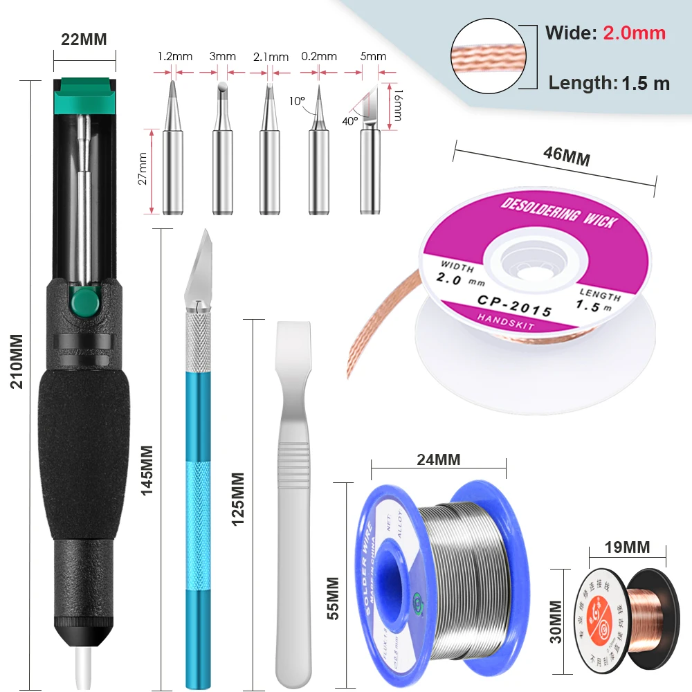 1pcs/lot  electric soldering iron set tool 60w adjustable welding gun thermostat electric soldering iron inner heating ty  DB176