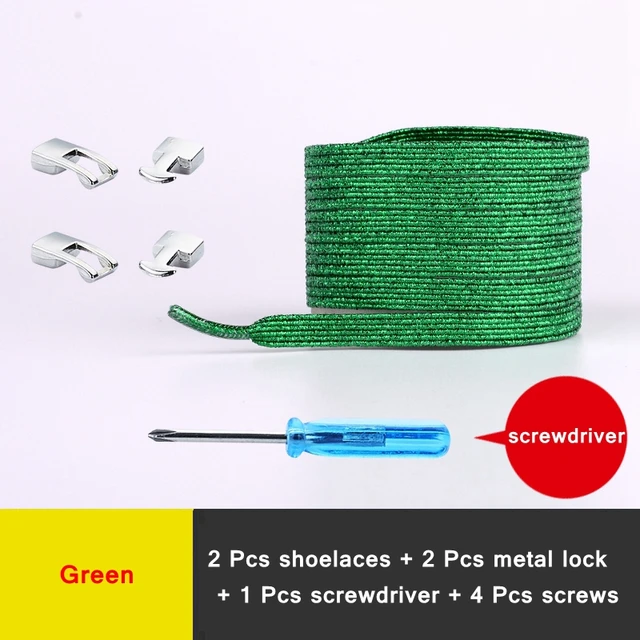 New Elastic Shoe Laces Fashion Metal Cross lock No Tie Shoelaces Suitable for all kinds of shoes child Adult flat Lazy Lace Green