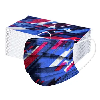 

50pcs Adult Star Print Masks Disposable Mask Маска Industrials 3 Layer Ply Earhook Mask National Flag Print Mouth Masks Masque