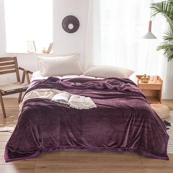 

Purple fleece blankets and throws Adult Thick Warm winter Blankets Home Super Soft duvet luxury Blankets twin queen king blanket