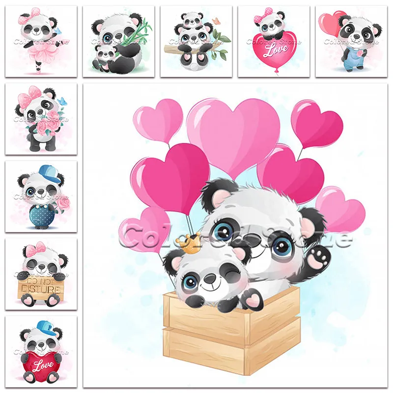 New Diamond painting Cartoon Animals Panda balloon flower 5D DIY Full Square Drill embroidery Cross stitch 3D mosaic Drawing 180 | Дом и сад