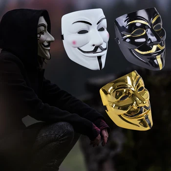 

Halloween V-shaped Vendetta Ghost Mask Male Adult Street Dance Full Face Prom Death Horror Mask dia de los muertos costume