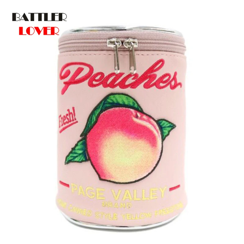 

Can Peach Embroidered Cosmetic Case Pen Stand Vanity Pouch Peach Pouch Storage Creative Cylinder Organizer Toiletries Makeup Bag