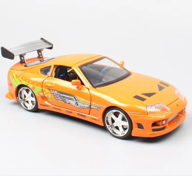 1:24 Тойота Супра 1995 сплав модель автомобиля, 4 двери автомобиля игрушки, моделирование коллекции автомобилей модель - Цвет: Цвет: желтый