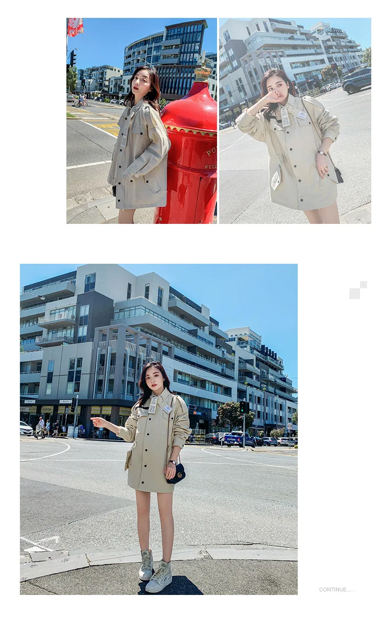 Autumn New Style Korean-style Harajuku Wind BF Loose-Fit Students Trench Coat Oversize Versatile Workwear Short Jacket Wome