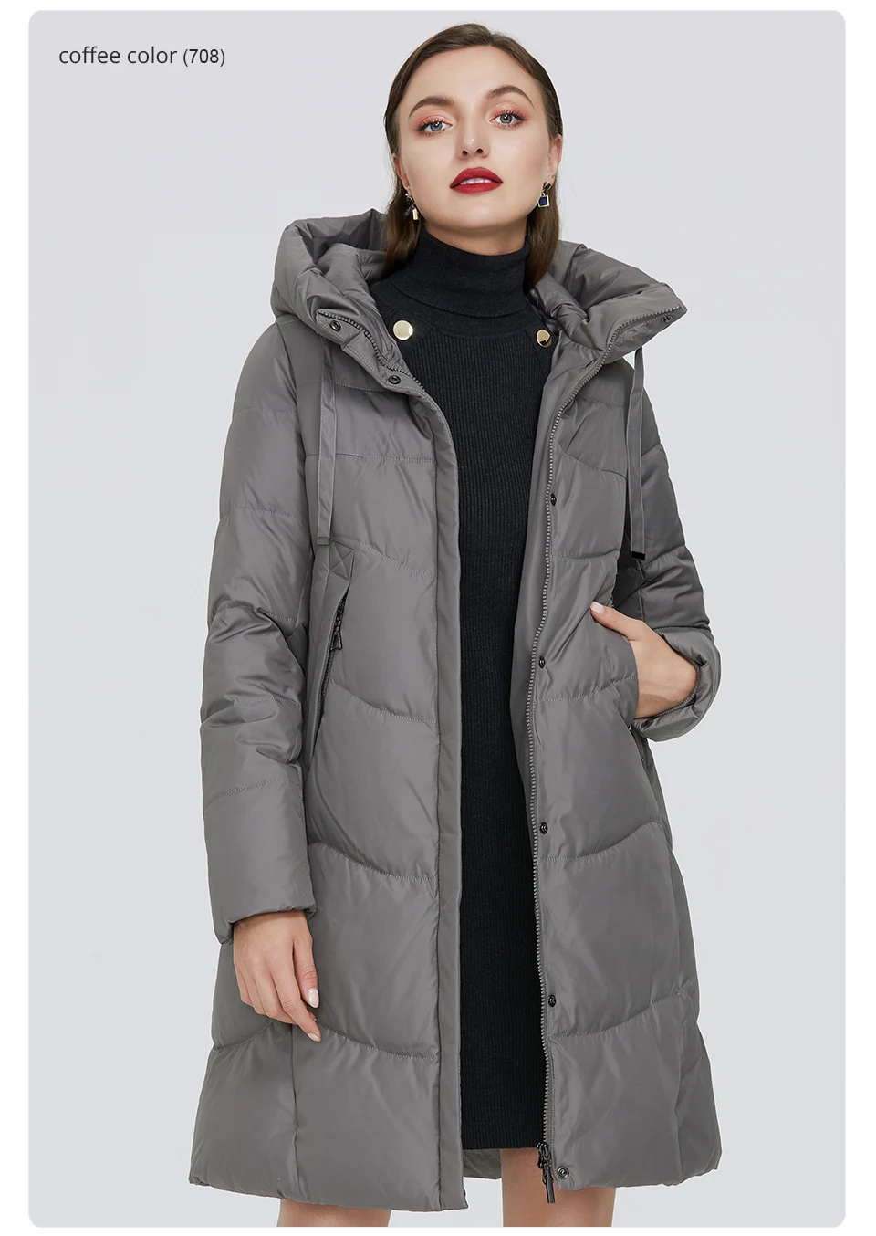 jaqueta feminina manga longa grosso parka casaco