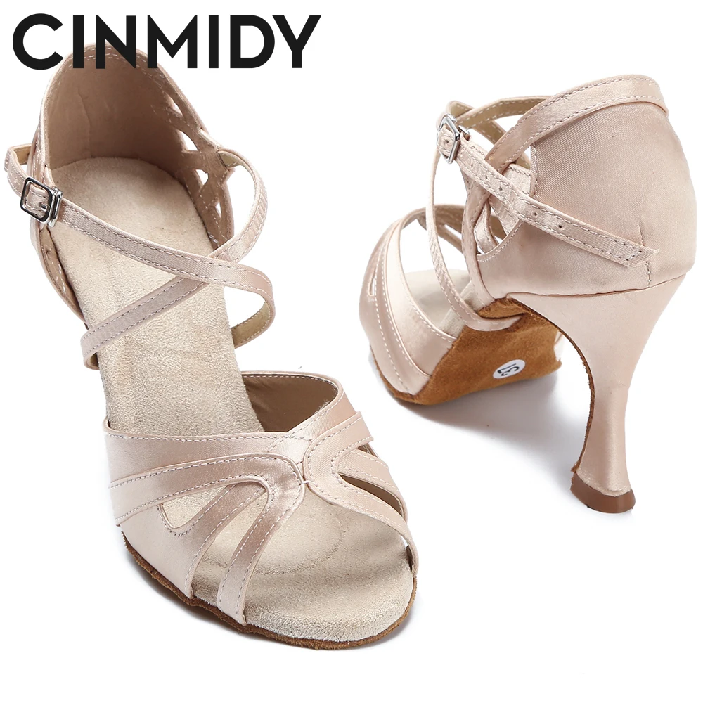 Women Satin Dance Shoes Tango Salsa Rumba