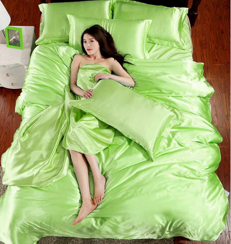 3 Комплект постельного белья king size из натурального шелкового атласа, Комплект постельного белья, домашний Текстиль King size, простыня, романтический стиль - Цвет: 3