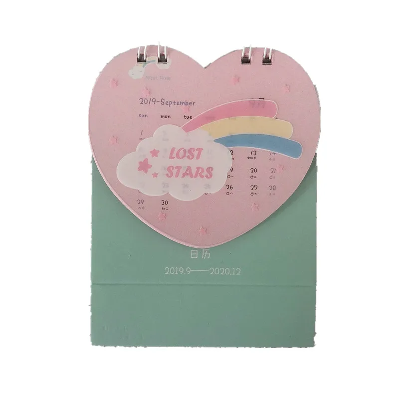 Green Lovely Rainbow Bridge Series Desk Calendar DIY Mini Portable Calendars Daily Schedule Planner.09-.12 - Цвет: Green
