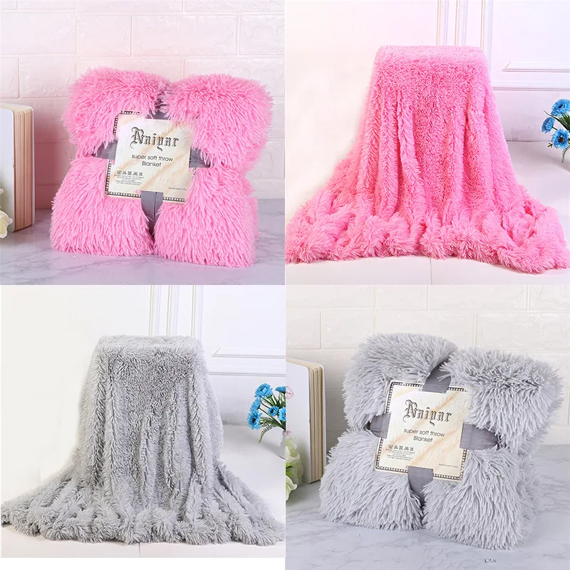 Super Soft Plush Blanket Double Layer Thick Fluffy Sofa Mat Bed sheet Warm Throw Carpet flocked fleece bedspread Bedding | Дом и сад
