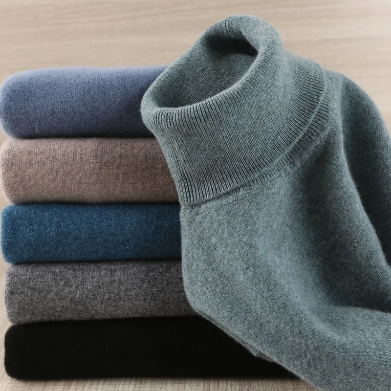 

Men Sweater 100% Pure Wool Knitted Pullover Winter New Arrival Fashion Turtleneck Jumepr Man Thick Clothes Tops