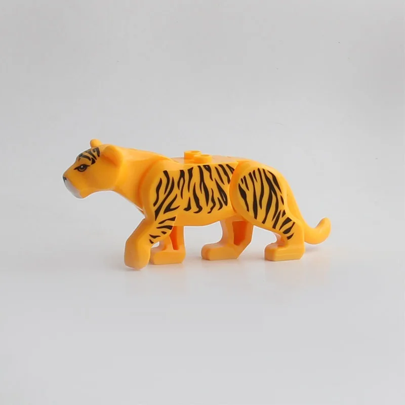 animalworld Panther Snow Leopard Crocodile Tiger Animal Cow Cattle Horse Shark Model Building Blocks Set Bricks kits Bricks Toys