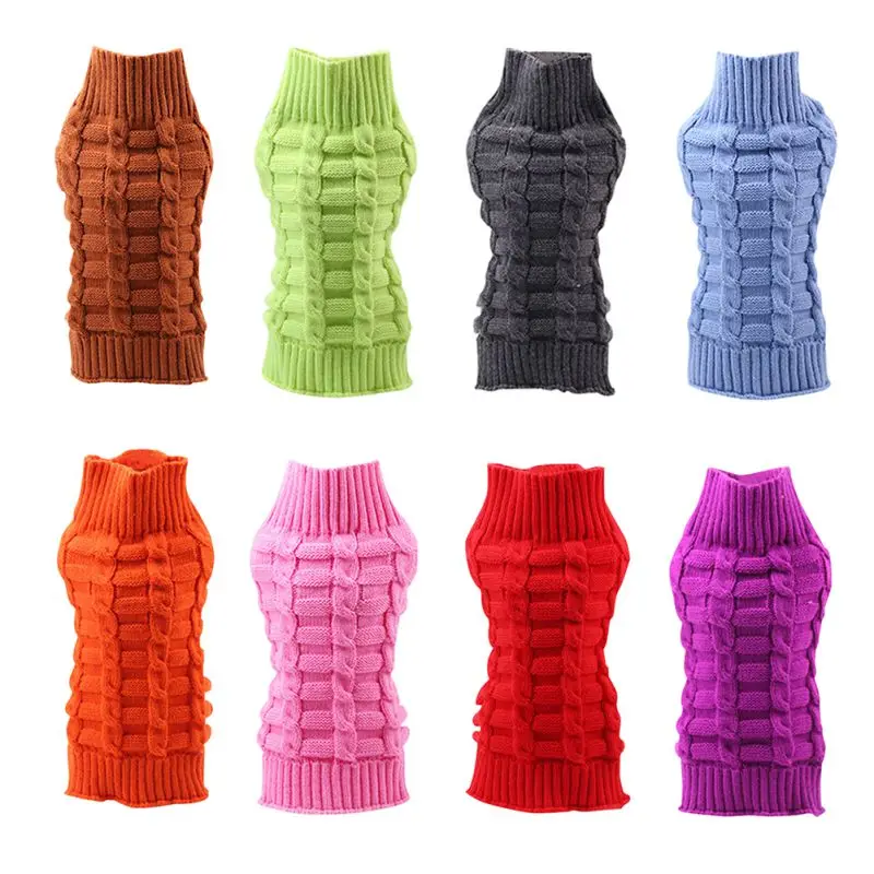 Теплая одежда для домашних животных из искусственной шерсти на осень и зиму, вязаный свитер с воротником-хомутом для собак