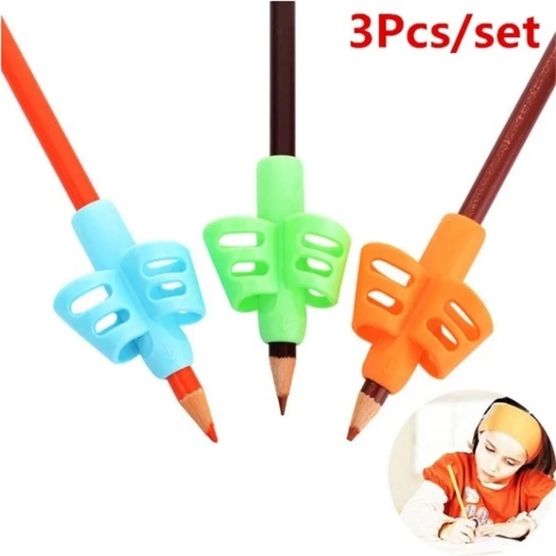 

3Pcs/set Two-Finger Pencil Grip Holder Children Kids Learning Writing Tool Writing Pen Writing Correction Device School Statione