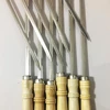 40cm Stainless Steel BBQ Skewer Wooden Handle BBQ Needle Reusable Barbecue Meat String Grill Fork Outdoor Cooking Tooll 4