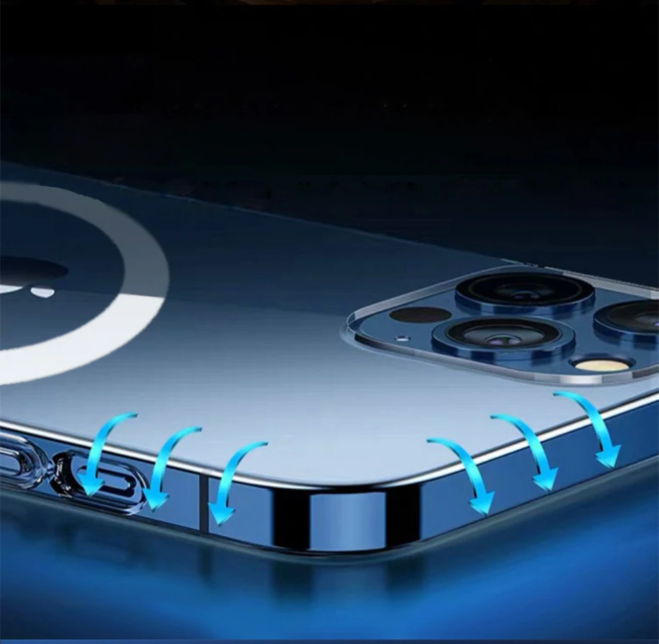 Fivetech for iPhone 12 Pro Max Magesafe Case Transparent Mobile Phone Case Protective Cover Shell for iPhone 12 Pro12Mini12 (3)