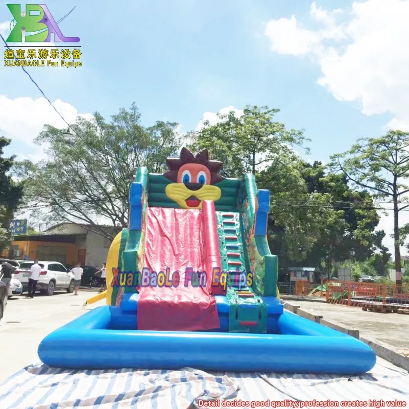 

Factory Outlet Zoo Theme Inflatable Water Slide Water Pool Commercial Blow Up Water Slide With Detached Pool
