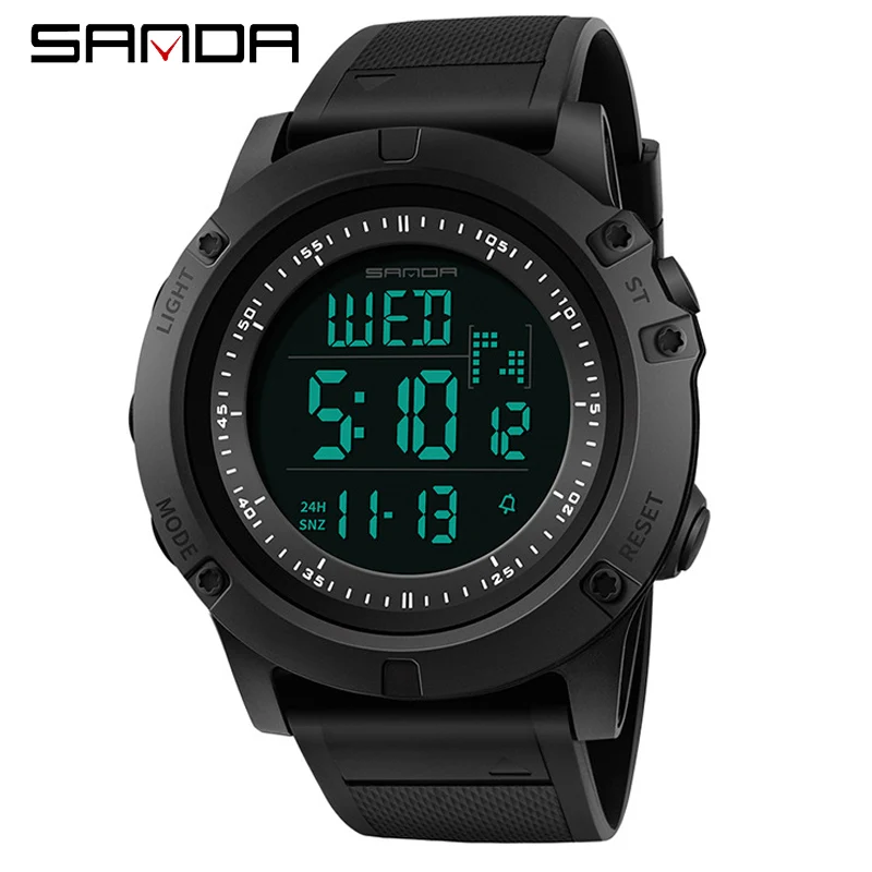 

SANDA Fashion Black Sport Watch Men Alarm Clock Waterproof Week Display Men Watches Digital Electronic Watch relogio masculino