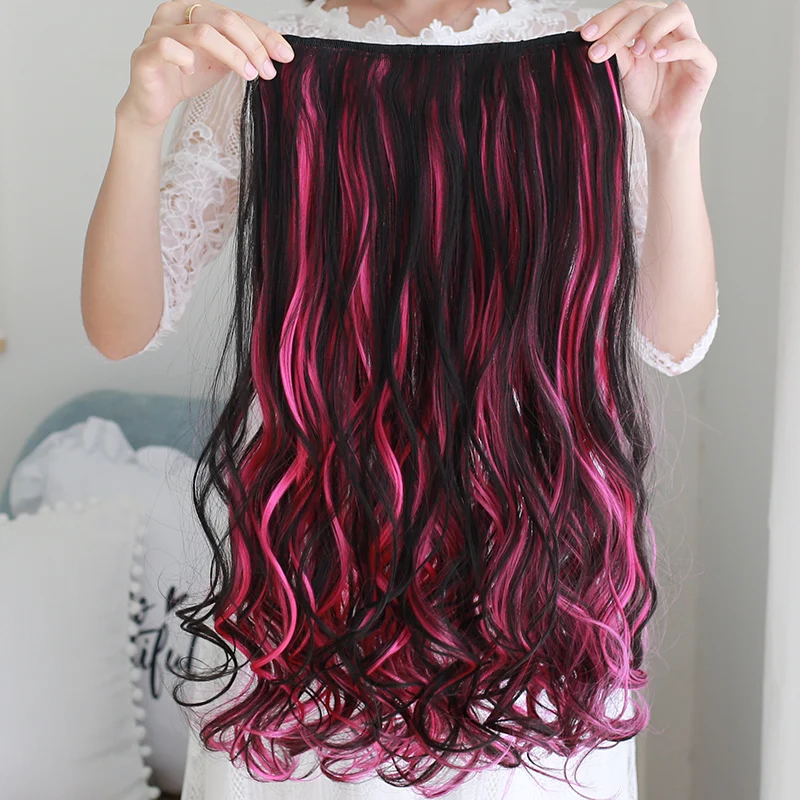 Длинные волнистые женские клипсы для наращивания волос SyntheticMixed волосы для наращивания, парик, заколки, заколки для волос, трессы, Haistyle термостойкий парик для черных женщин белый Для женщин красный фиолетовый