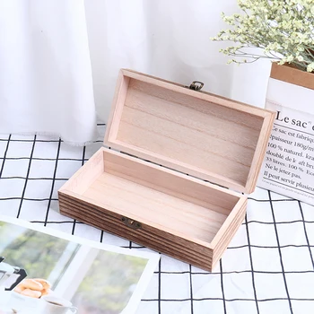 

Retro Jewelry Box Desktop Natural Wood Clamshell Storage Hand Decoration Wooden Box Postcard Storage Box